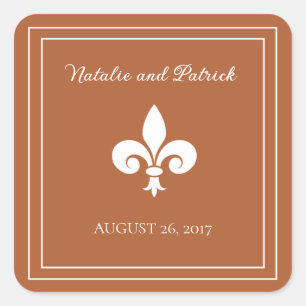 Rust Fleur de Lis Wedding Stickers