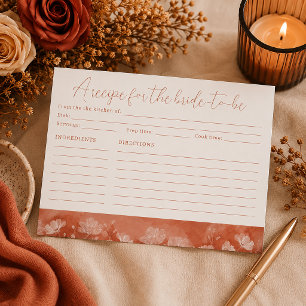 Rust Floral Bridal Shower Recipe Card Bride To Be