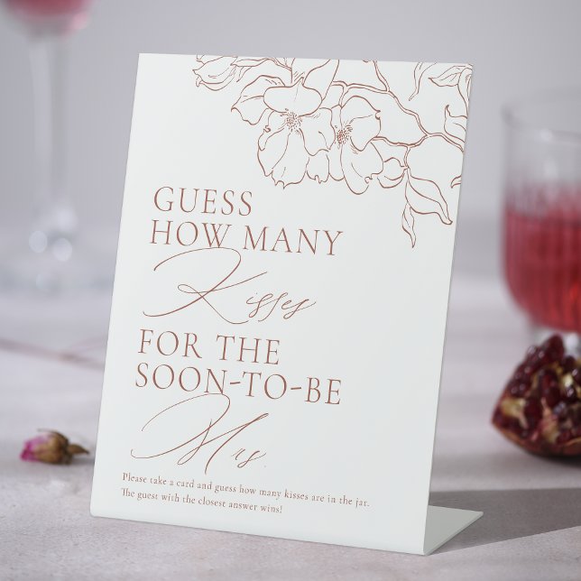 Rust floral guess how many kisses game pedestal sign (Rust floral guess how many kisses game pedestal sign)