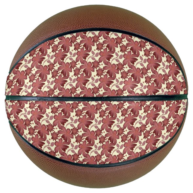 Rust Floral Leaf Pattern | Terracotta Botanical  Basketball (Front)