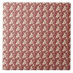 Rust Floral Leaf Pattern   Terracotta Botanical  Ceramic Tile