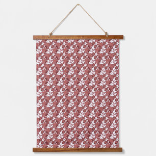 Rust Floral Leaf Pattern Terracotta Botanical Hanging Tapestry