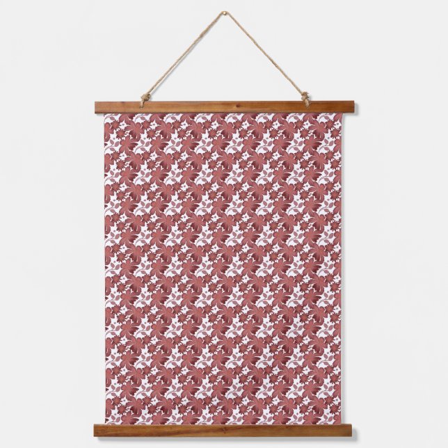Rust Floral Leaf Pattern | Terracotta Botanical  Hanging Tapestry (Front)