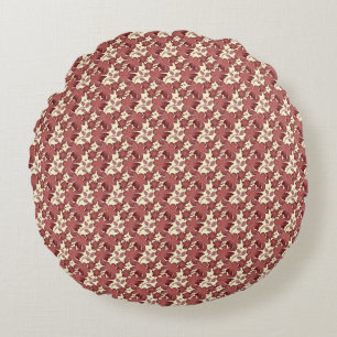 Rust Floral Leaf Pattern   Terracotta Botanical  Round Cushion