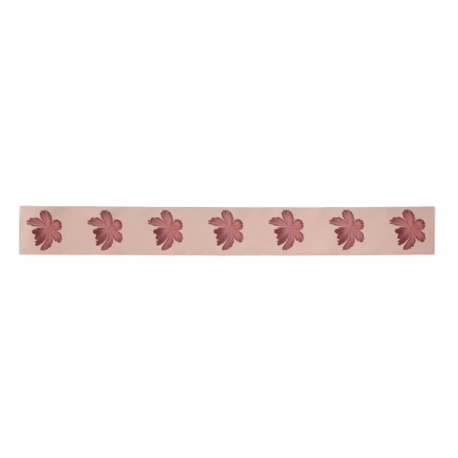 Rust Floral Seamless Pattern Large Flowers Minimal Satin Ribbon (Front)