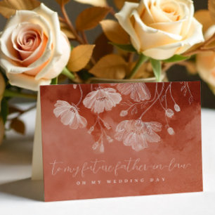 Rust Floral Wedding Day Card Future Father-in-law