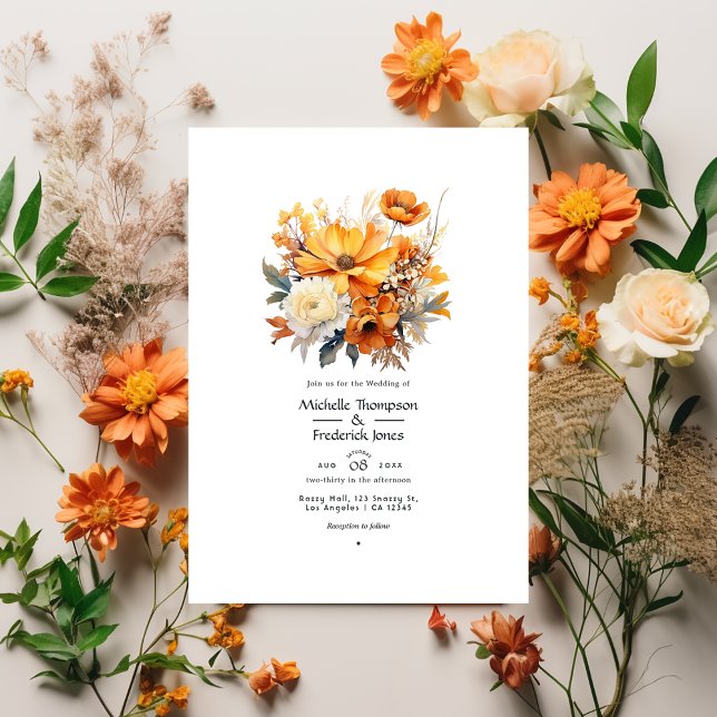Rust Floral Wedding Invitation (Creator Uploaded)