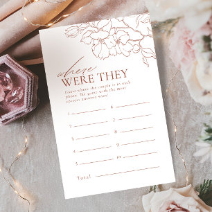 Rust floral where were they bridal shower game