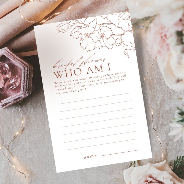 Rust floral who am I bridal shower game (Rust floral who am I bridal shower game)