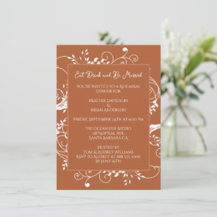 Rust Flourish Rehearsal Dinner Invitation