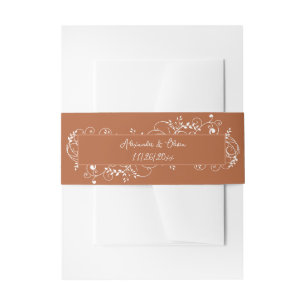 Rust Flourish Wedding Invitation Belly Band