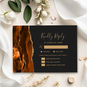 Rust Gold Agate Meal Options Dark Wedding RSVP