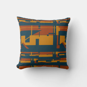 Rust Gold Dark Blue Southwest Look Abstract Desigm Cushion