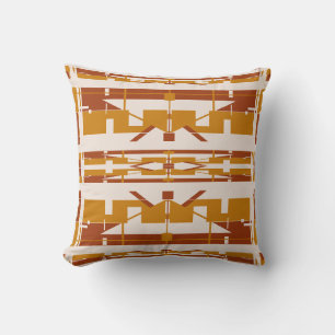 Rust Gold Light Beige Southwest Art Look Mosaic Cushion
