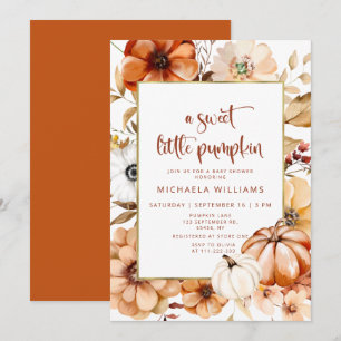 Rust Gold Little Pumpkin Baby Shower Invitation