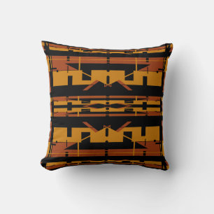 Rust Gold on Black Southwest Art Mosaic Design Cushion
