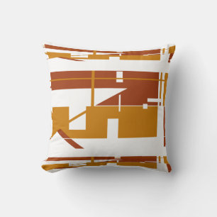 Rust Gold White Southwest Look Horizontal Abstract Cushion