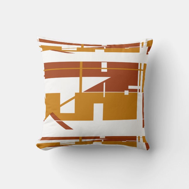 Rust Gold White Southwest Look Horizontal Abstract Cushion (Front)