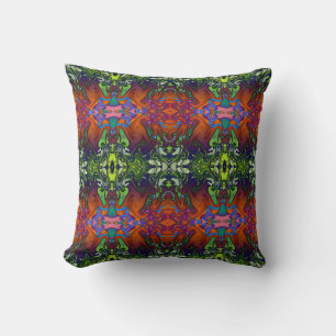Rust Green Blue Purple Ornate Large Tile Motif Cushion