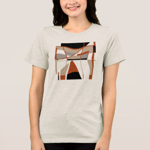 Rust Grey Beige Black Bold Shapes MCM Look Motif Tri-Blend Shirt