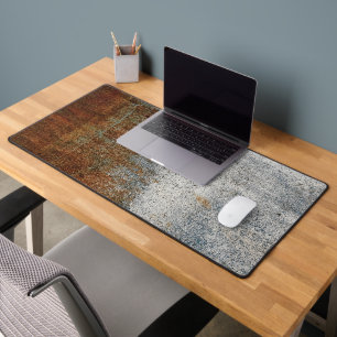 Rust & Grey Texture Distressed Grunge Urban Brown Desk Mat