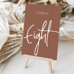Rust Hand Scripted Table EIGHT Table Number<br><div class="desc">Simple and chic table number cards in earth tone rust brown and white make an elegant statement at your wedding or event. Design features "table [number]" in an eyecatching mix of classic serif and handwritten script lettering. Design repeats on both sides. Individually numbered cards sold separately; order each table number...</div>