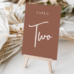 Rust Hand Scripted Table TWO Table Number<br><div class="desc">Simple and chic table number cards in earth tone rust brown and white make an elegant statement at your wedding or event. Design features "table [number]" in an eyecatching mix of classic serif and handwritten script lettering. Design repeats on both sides. Individually numbered cards sold separately; order each table number...</div>