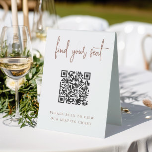 Rust Handwritten Script QR Code Wedding Seating