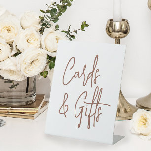 Rust Handwritten Script Wedding Cards & Gifts Pedestal Sign