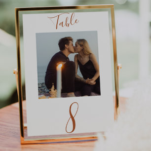 Rust Handwritten Script Wedding Photo Table Number