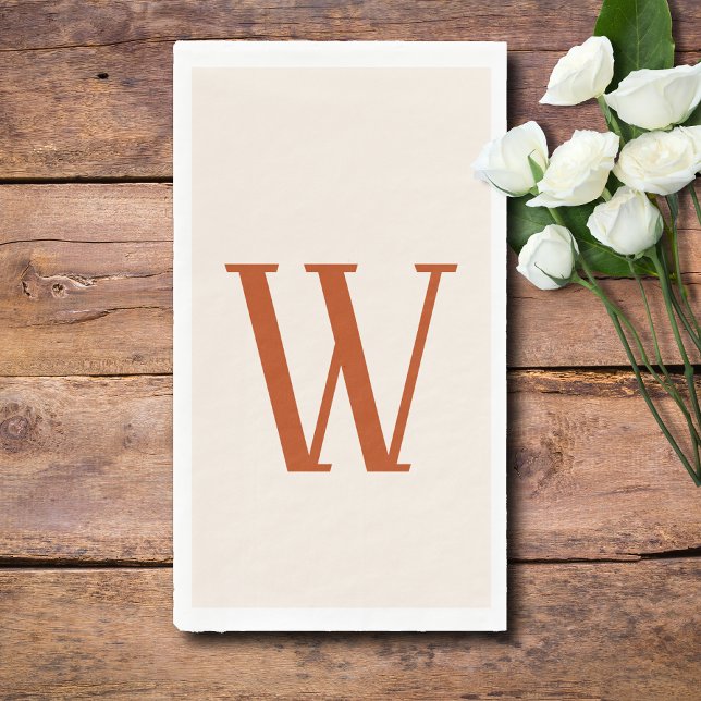 Rust Large Modern Custom Initial | Linen Napkin (Creator Uploaded)