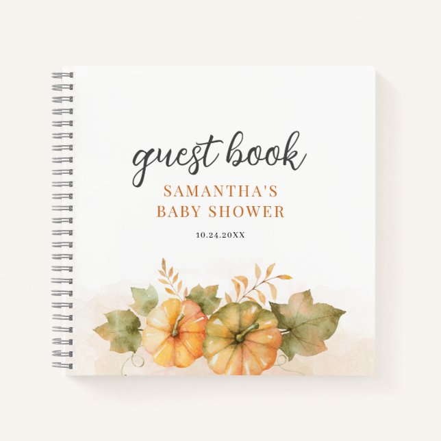  Rust Leaves Pumpkin Baby Shower Guest Book (Front)