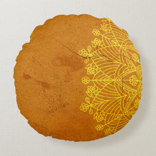 Rust Mandala Zen Rustic Body Mind Spirit Round Cushion