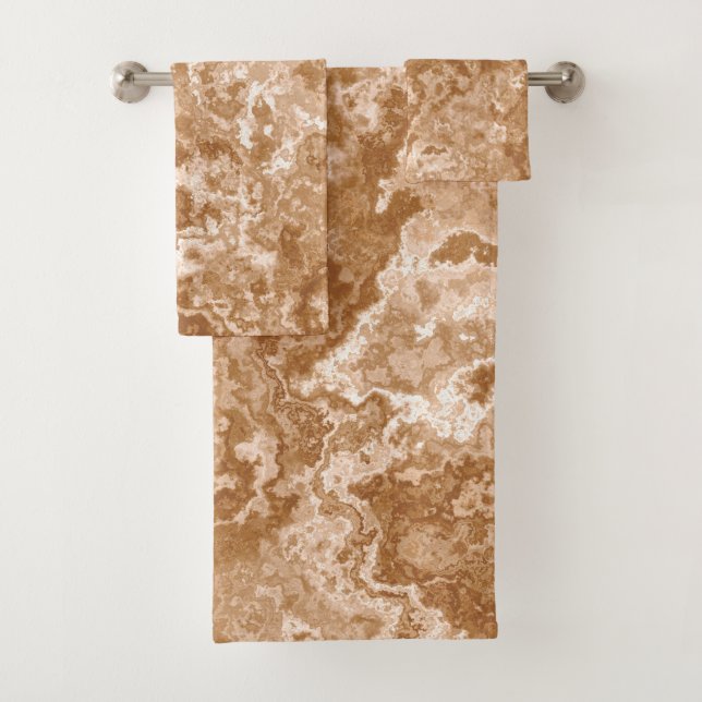 Rust Marble abstract Bath Towel Set (Insitu)