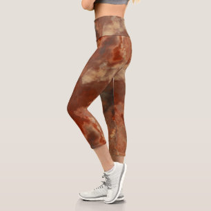 Rust Marble Swirl Abstract Capri Leggings