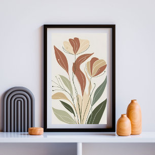 Rust Meadow Whisper I – Minimalist Botanical Leaf  Poster