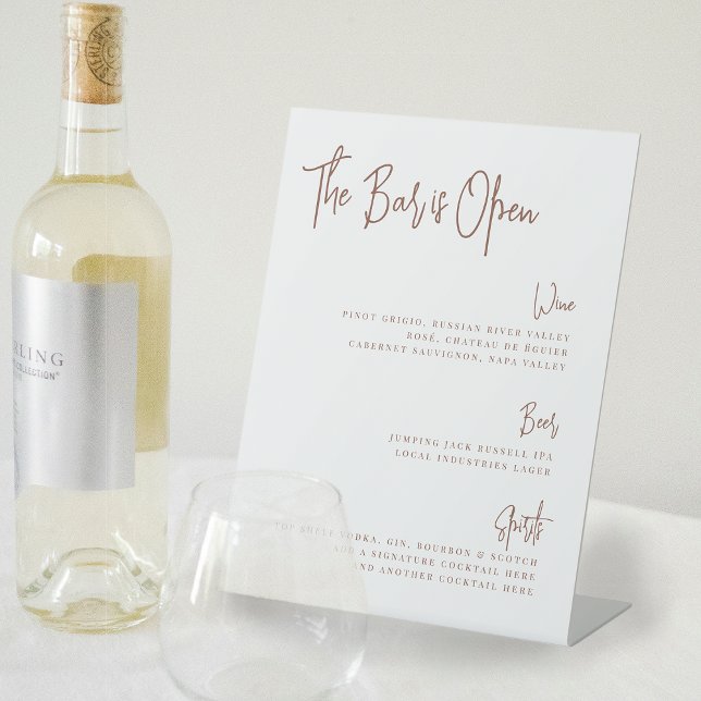 Rust | Modern Handwritten Script Bar Menu Pedestal Sign (Creator Uploaded)