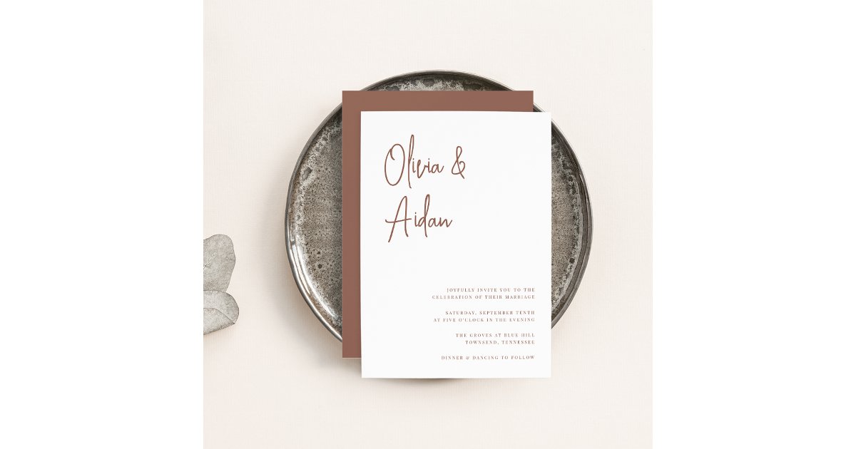 Rust | Modern Handwritten Script Invitation | Zazzle