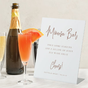 Rust   Modern Handwritten Script Mimosa Bar Pedestal Sign