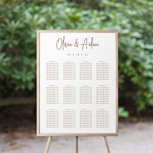 Rust Modern Handwritten Wedding Seating Chart