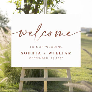 Rust Modern Handwritten Wedding Welcome Sign