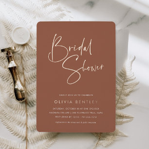 Rust   Modern Minimalist Script Bridal Shower