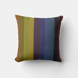 Rust, Mustard & Indigo Retro Stripes Cushion