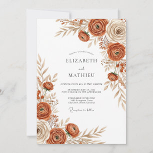 Rust Muted Autumnal Wedding Invitation