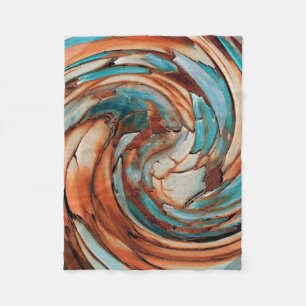 Rust N Blue Abstract Art Fleece Blanket