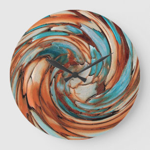 Rust N Blue Abstract Art Wall Clock