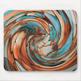 Rust N Blue Abstract Dolphin Art Mouse Pad