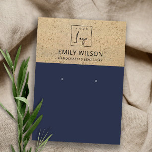 RUST NAVY TERRACOTTA TEXTURE LOGO EARRING DISPLAY BUSINESS CARD