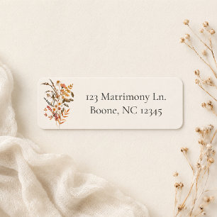 Rust Ochre Fall Wildflower Sprig Address Return Address Label