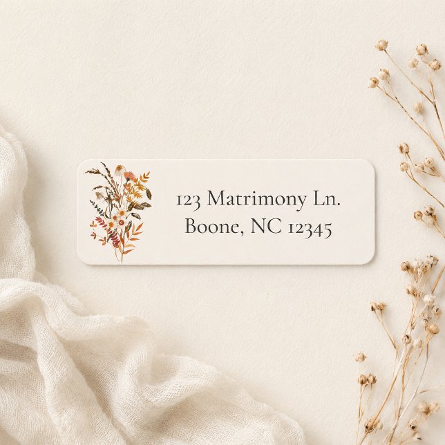 Rust Ochre Fall Wildflower Sprig Address Return Address Label (Creator Uploaded)